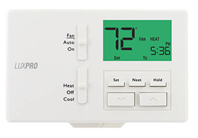 2h/1c: Gas, Oil, Elec, MV;
Backlight display; Temp
limits; Lockout 7-day,
5/2-day or manual Programmable